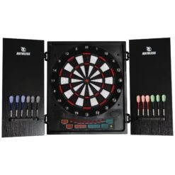 Ruthless R500 Electonic Dartboard In Cabinet - Soft Tip - Inc 4 Sets Of Darts - 8 Players-27 Games