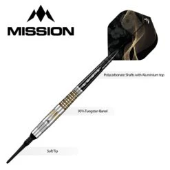 Mission Almudena Fajardo Ayuso Darts - Soft Tip - 95% Tungsten - Gold PVD Milled Silver -Dart Shop ALMUDENAFAJARDO SOFTTIPDART3