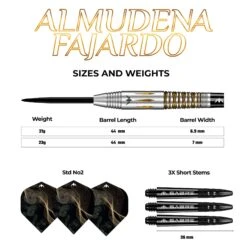 Mission Almudena Fajardo Ayuso Darts - Steel Tip - 95% Tungsten - Gold PVD Milled Silver -Dart Shop ALMUDENAFAJARDO TUNGSTENDART4