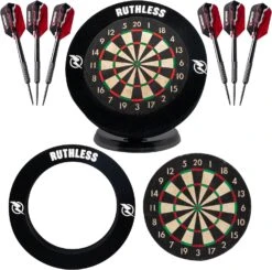 Ruthless Mini Desktop Dartboard And Surround Set Plus Extra Darts