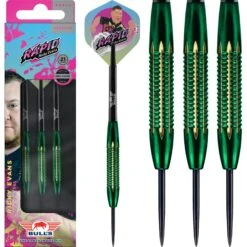 Dart Shop 18 Bulls Ricky Evans Darts - Steel Tip - Shell Coated Brass - Rapid - Green