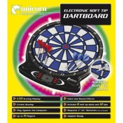 *Unicorn Electronic Dartboard - Soft Tip Board - Inc 6 Darts - Blue