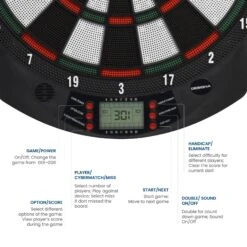 Designa Electronic Soft Tip Dartboard - With 6 Darts - Upto 8 Players -Dart Shop DB906 1