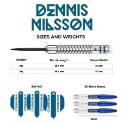 Mission Dennis Nilsson Darts - Steel Tip - 95% Tungsten - Silver -Dart Shop DENNISNILSON TUNGSTENDART4