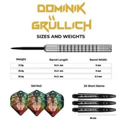 Mission Dominik Grüllich Darts - Steel Tip - 95% Tungsten - Silver-Black Rings -Dart Shop DOMINIKGRULLICH TUNGSTENDART4