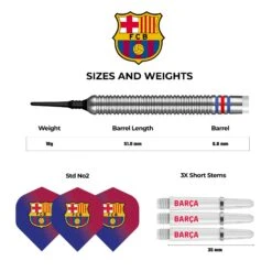 FC Barcelona - Official Licensed BARÇA - Soft Tip Darts - Tungsten - BARÇA - 18g -Dart Shop FC Barcelona Soft Tip Tungsten Darts 18g 4