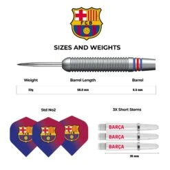 FC Barcelona - Official Licensed BARÇA - Steel Tip Darts - Brass - BARÇA - 22g -Dart Shop FC Barcelona Soft Tip Tungsten Darts 22g 4