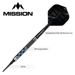 Mission Hexon Darts - Soft Tip - 90% - Blue PVD -Dart Shop HEXON TUNGSTENSOFTDART3