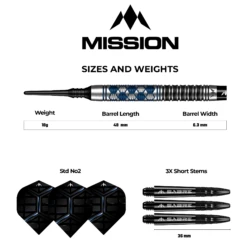 Mission Hexon Darts - Soft Tip - 90% - Blue PVD -Dart Shop HEXON TUNGSTENSOFTDART4