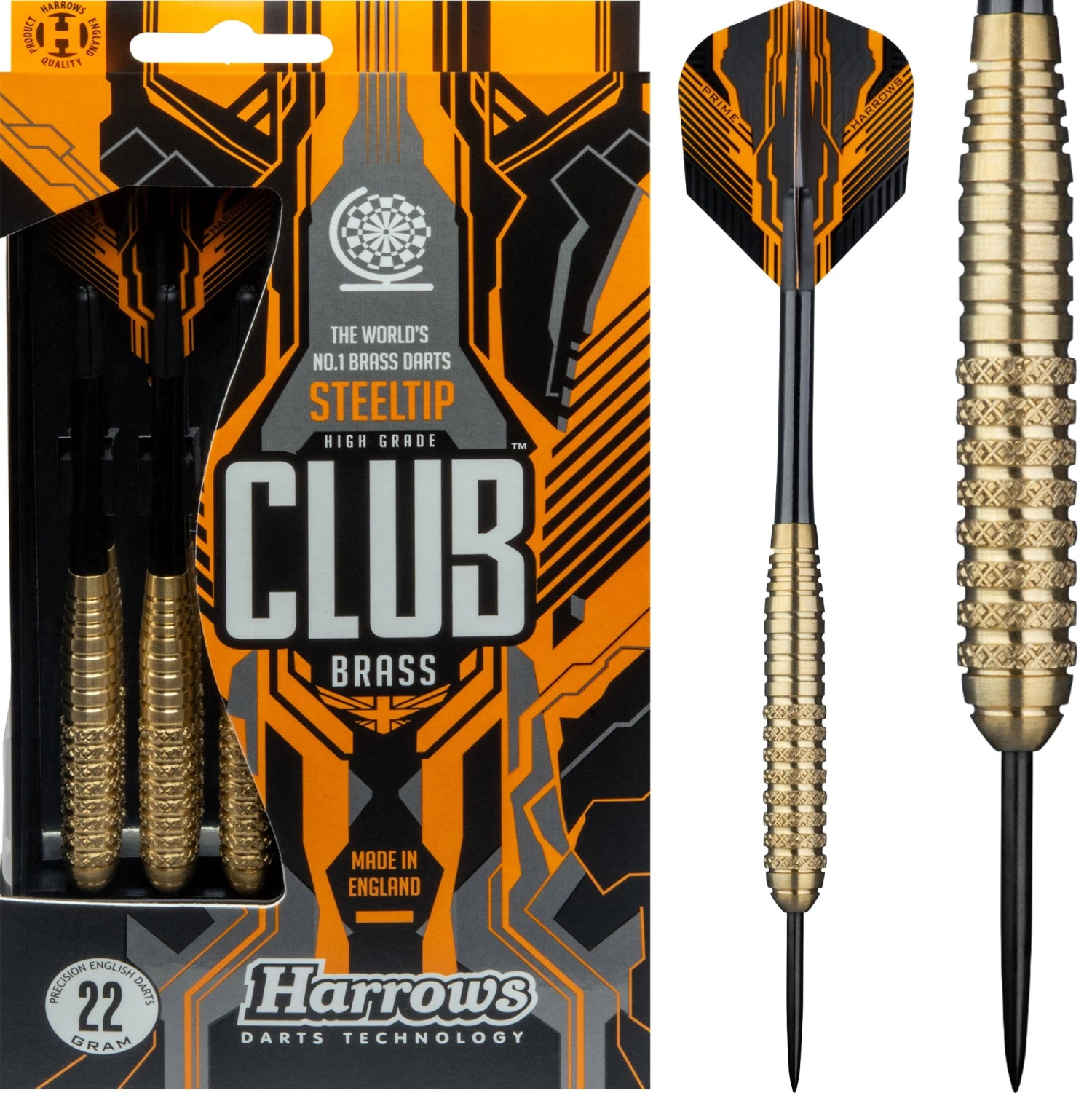 Harrows Club Brass Darts - Steel Tip - Solid Precision Brass - S05 - 22g 1 Harrows Club Brass Darts - Steel Tip - Solid Precision Brass - S05 - 22g