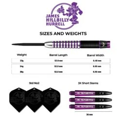 Mission James Hurrell Darts - Steel Tip - Hillbilly - Black & Purple -Dart Shop JAMESHURRELL TUNGSTENDART5