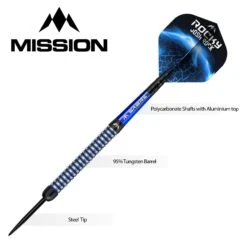 Mission Josh Rock Darts V1 - Steel Tip - 95% - Rocky - Black & Blue -Dart Shop JOSHROCK TUNGSTENDART4