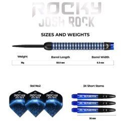 Mission Josh Rock Darts V1 - Steel Tip - 95% - Rocky - Black & Blue -Dart Shop JOSHROCK TUNGSTENDART5