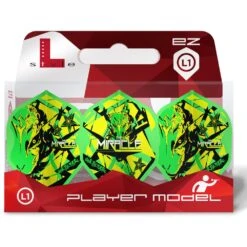 *L-Style - EZ L-Flights - Integrated Champagne Ring - L1 - Mikuru Suzuki - V5 - Neon Green -Dart Shop L Style L1Ez MikuruSuzuki NeonGreen Pack