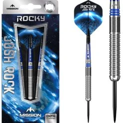 Mission Josh Rock Darts - Steel Tip - 80% - Rocky - Silver & Blue