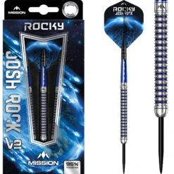 Mission Josh Rock Darts V2 - Steel Tip - 95% - Rocky - Silver & Blue PVD
