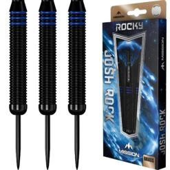 Mission Josh Rock Darts - Steel Tip - Brass - Rocky - Black & Blue -Dart Shop Mission Josh Rock Darts Steel Brass Black 4