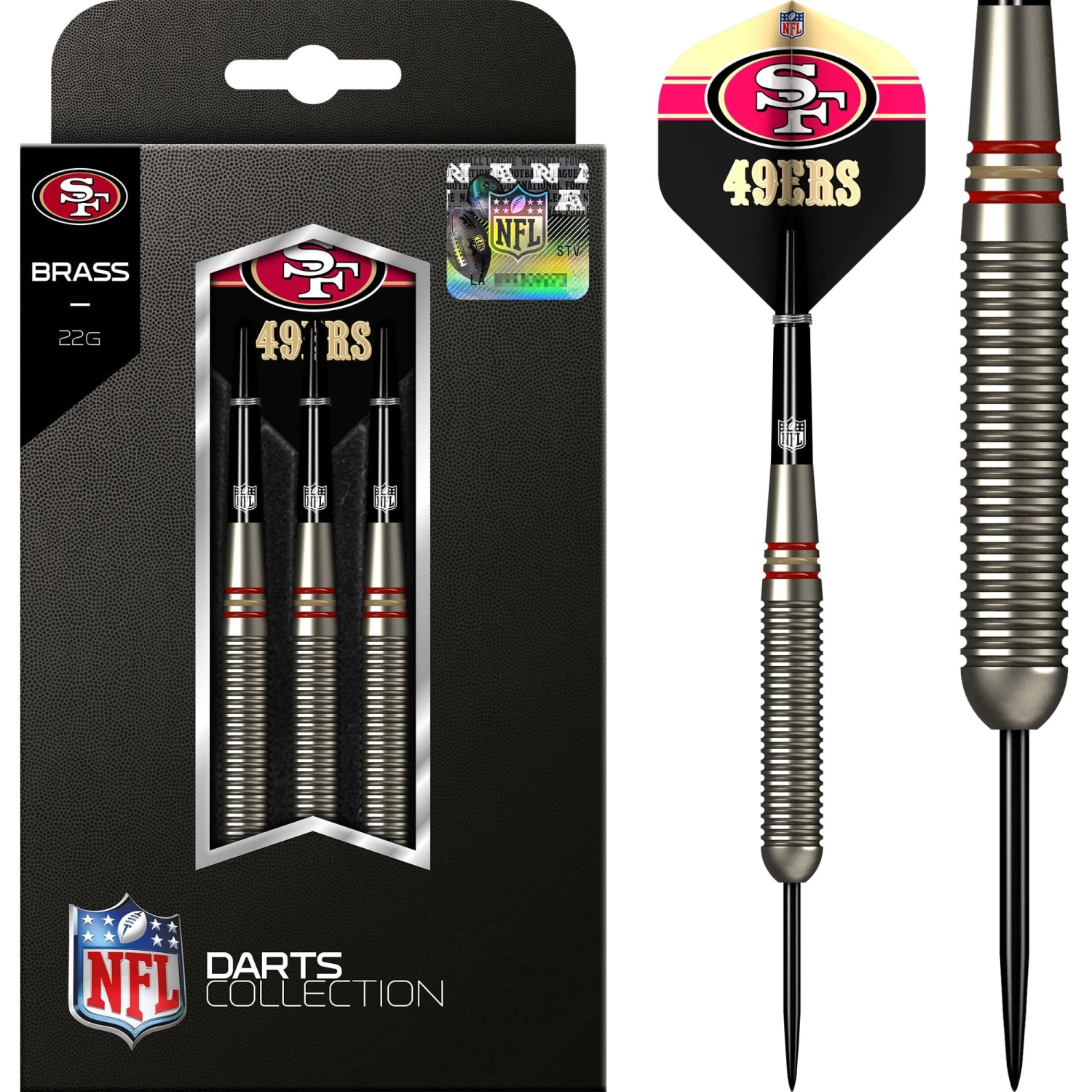 NFL - Steel Tip Brass Darts - Official Licensed - San Francisco 49ers - 22g 1 NFL - Steel Tip Brass Darts - Official Licensed - San Francisco 49ers - 22g