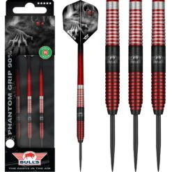 Bulls Phantom Grip Darts - Steel Tip - Micro Ring Grip - Red