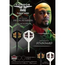 *Condor AXE Dart Flights - Devon Petersen - Standard - African Warrior - Inspiration 2 - Black -Dart Shop P CN355X PA Parent 6