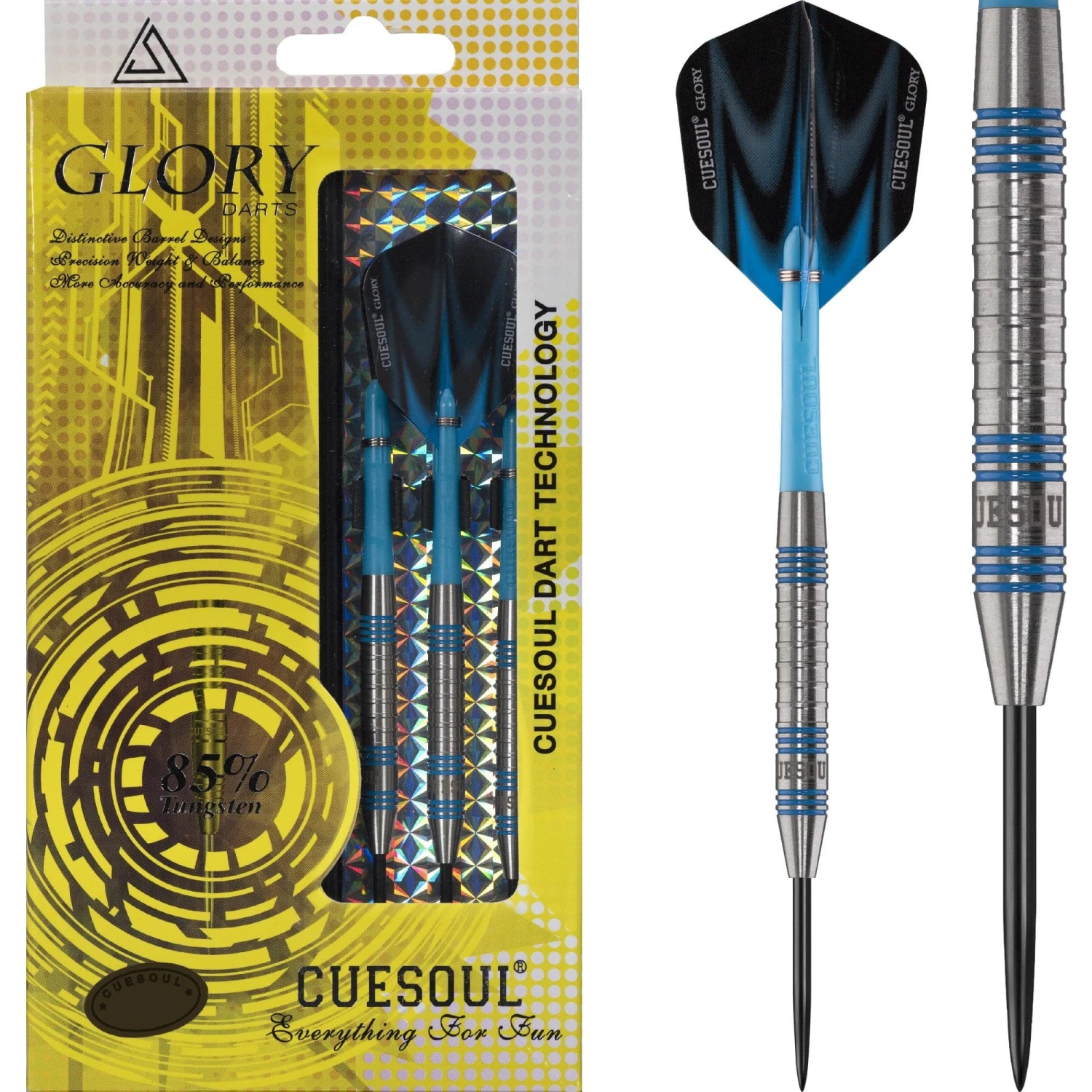 *Cuesoul - Steel Tip Tungsten Darts - Glory - Blue Grooves - Ringed 1 *Cuesoul - Steel Tip Tungsten Darts - Glory - Blue Grooves - Ringed