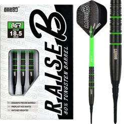 One80 Raise B Darts - Soft Tip - Black - Green Rings