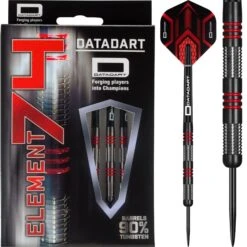 Datadart Element 74 Darts - Steel Tip - Black Titanium - Red Rings