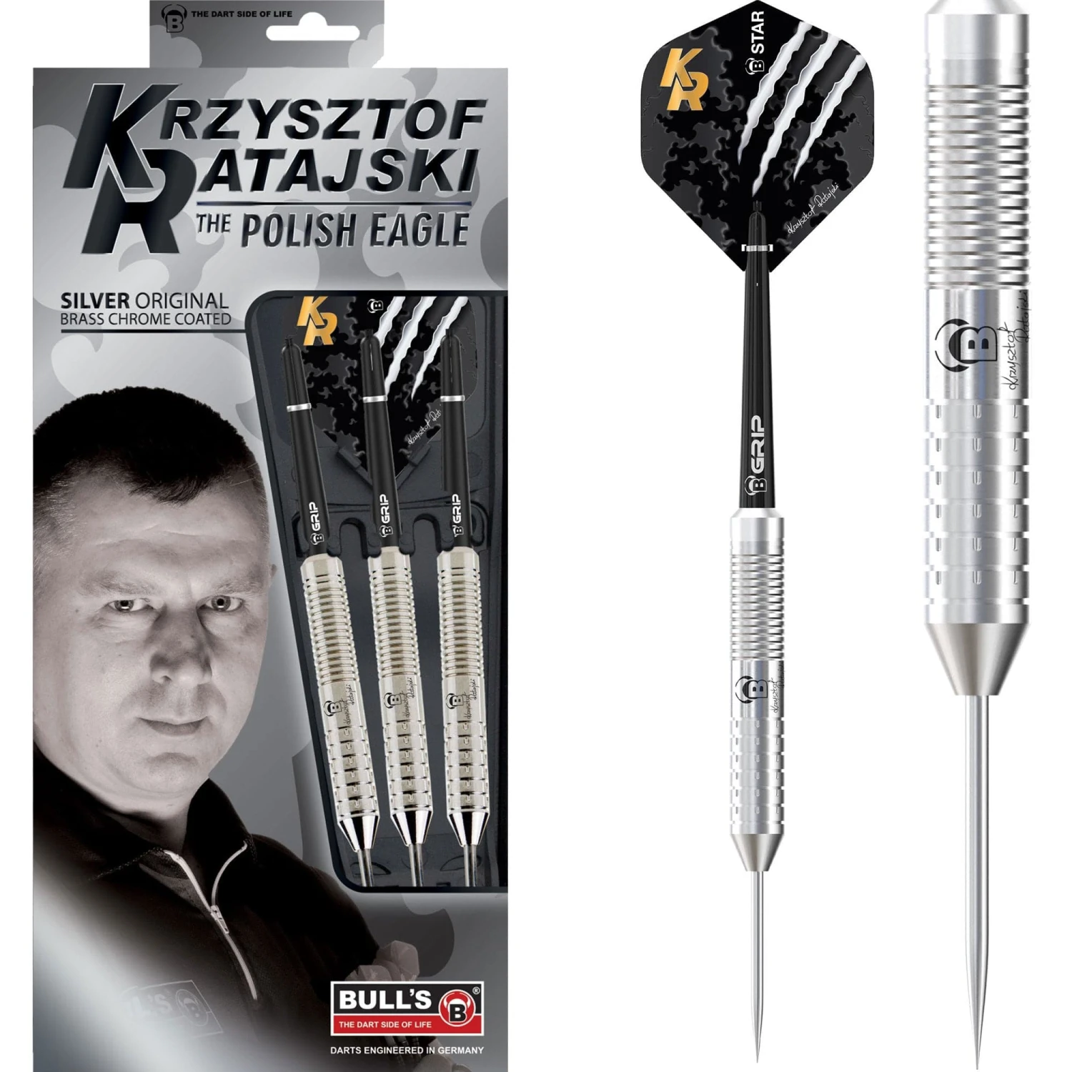 BULL'S Krzysztof Ratajski Darts - Steel Tip - The Polish Eagle - Brass - Silver 1 BULL'S Krzysztof Ratajski Darts - Steel Tip - The Polish Eagle - Brass - Silver