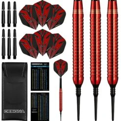 *Designa Mako Darts - Soft Tip Electro Brass - Shark Grip - Red