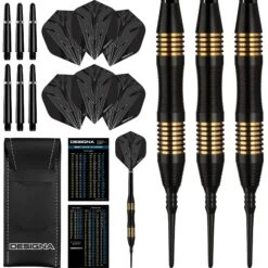 *Designa Mako Darts - Soft Tip Electro Brass - Micro Grip - Black