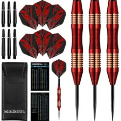 *Designa Mako Darts - Steel Tip Electro Brass - Micro Grip - Red