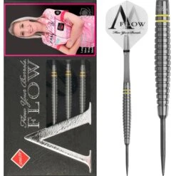 Dynasty Darts - Black Line - Steel Tip - Fallon Sherrock - DLC Black Titanium - Fallon 3 - 24g