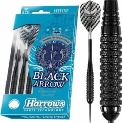 Harrows Black Arrow Darts - Steel Tip Ebonite Brass - Knurled - 23g