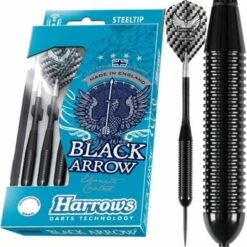 Harrows Black Arrow Darts - Steel Tip Ebonite Brass - Ringed - 24g