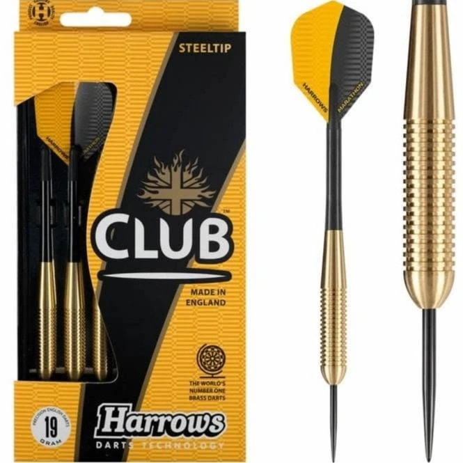 Harrows Club Brass Darts - Steel Tip - Solid Precision Brass - S02 - 19g 1 Harrows Club Brass Darts - Steel Tip - Solid Precision Brass - S02 - 19g