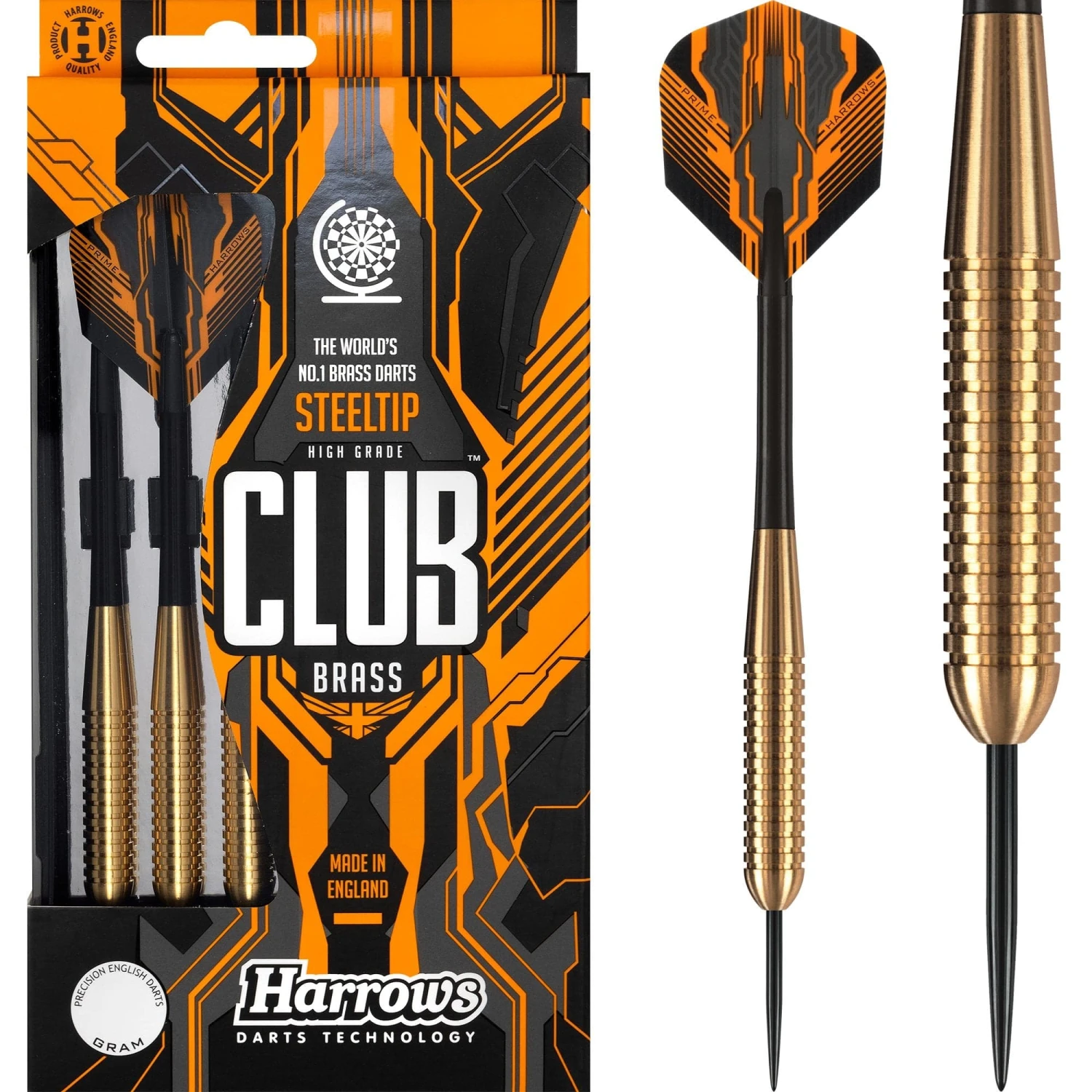 Harrows Club Brass Darts - Steel Tip - Solid Precision Brass - S04 - 21g 1 Harrows Club Brass Darts - Steel Tip - Solid Precision Brass - S04 - 21g