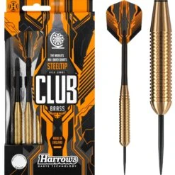 Harrows Club Brass Darts - Steel Tip - Solid Precision Brass - S06 - 22g