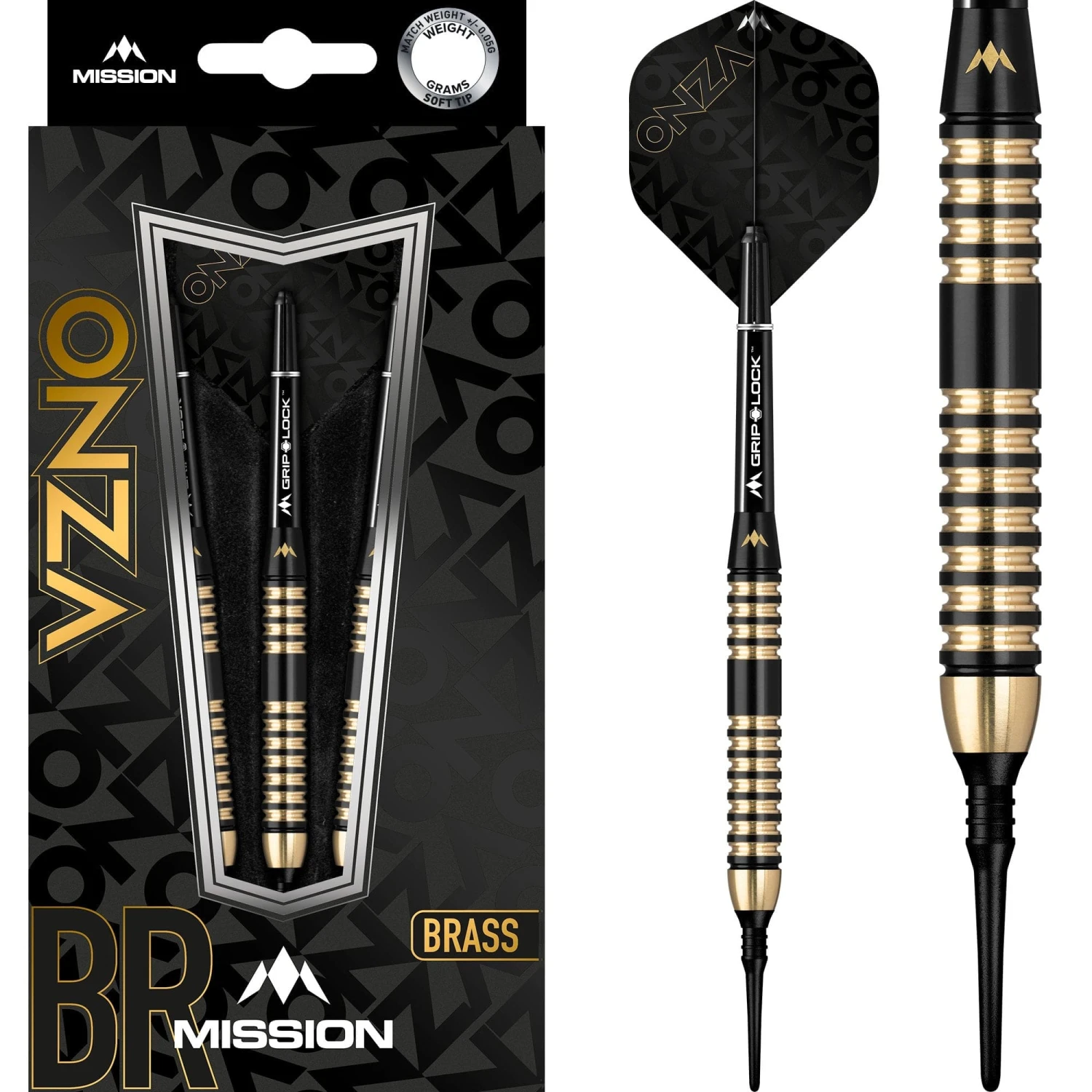 Mission Onza Darts - Soft Tip Brass - M4 - Black & Gold 1 Mission Onza Darts - Soft Tip Brass - M4 - Black & Gold
