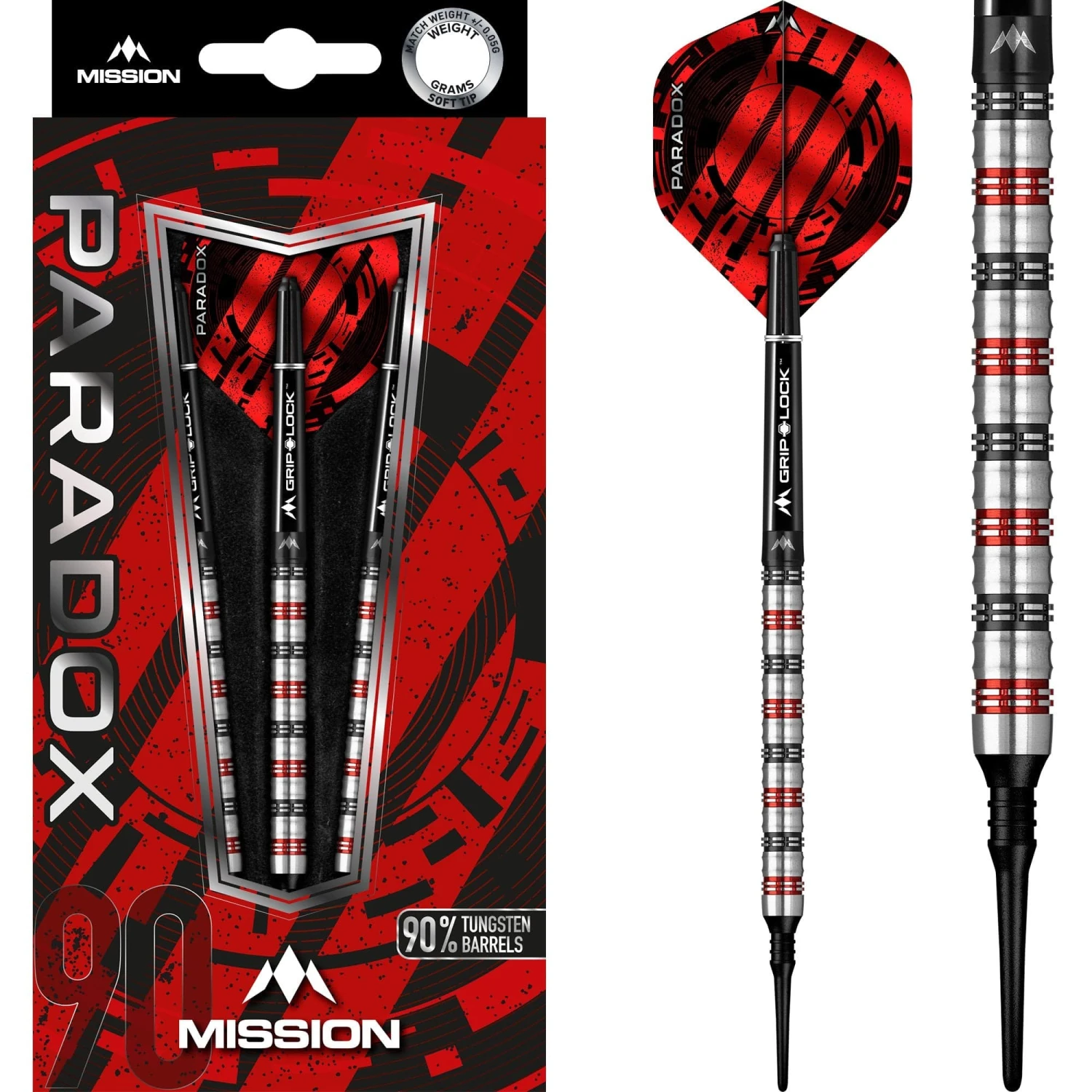*Mission Paradox Darts - Soft Tip - Straight - M1 - Electro Black & Red 1 *Mission Paradox Darts - Soft Tip - Straight - M1 - Electro Black & Red