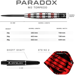 *Mission Paradox Darts - Soft Tip - Straight - M1 - Electro Black & Red 12 *Mission Paradox Darts - Soft Tip - Straight - M1 - Electro Black & Red -Dart Shop P MI SO PAR M1 Parent 6