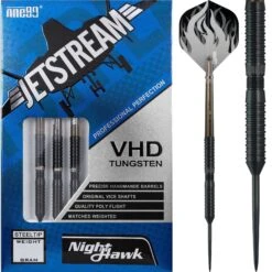 One80 Jetstream Darts - Steel Tip Tungsten - Black - Night Hawk
