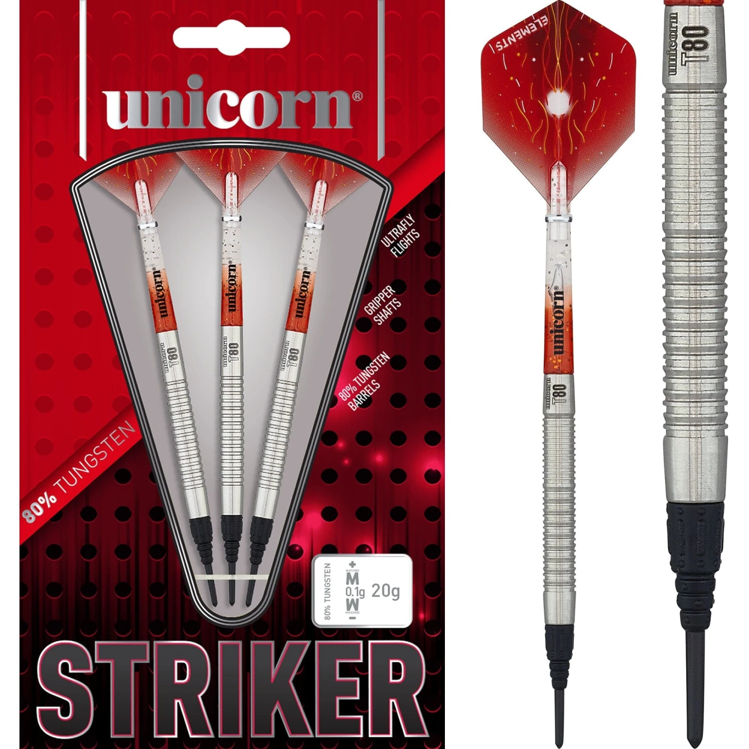 Unicorn T80 Darts - Core XL - Soft Tip - S1 - Striker 1 Unicorn T80 Darts - Core XL - Soft Tip - S1 - Striker