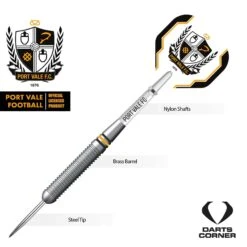 Port Vale FC - Official Licensed - The Valiants - Steel Tip Darts - Brass - 22g -Dart Shop Port Vale FC Steel Tip Brass Darts D1443 3