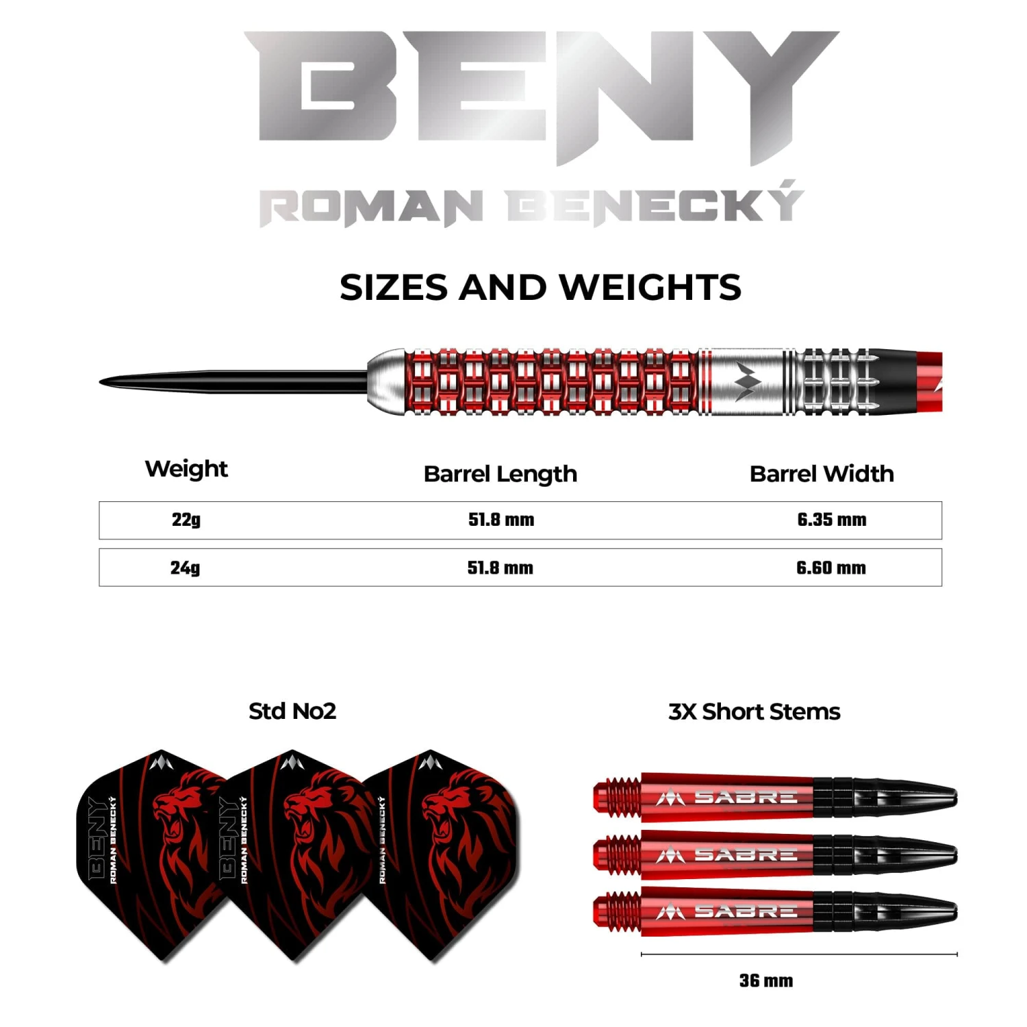Mission Roman Benecky Darts - Steel Tip - Black & Red 6 Mission Roman Benecky Darts - Steel Tip - Black & Red - Image 6