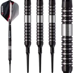 Ruthless Night Hawk Darts - Soft Tip Tungsten - BW 16.0g - Black - 18g -Dart Shop Ruthless Night Hawk Darts Soft Tip Black Silver 3