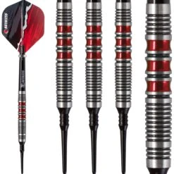 Ruthless Red Falcon Darts - Soft Tip Tungsten - BW 16.0g - Red - 18g -Dart Shop Ruthless Red Falcon Darts Soft Tip Silver Red 3