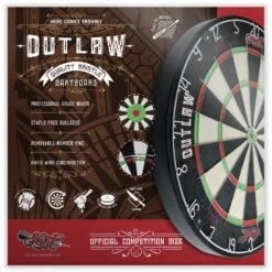Shot Outlaw Dartboard - Quality Sisal - Tournament Size 5 Shot Outlaw Dartboard - Quality Sisal - Tournament Size -Dart Shop Shot Outlaw Dartboard Box SB3012