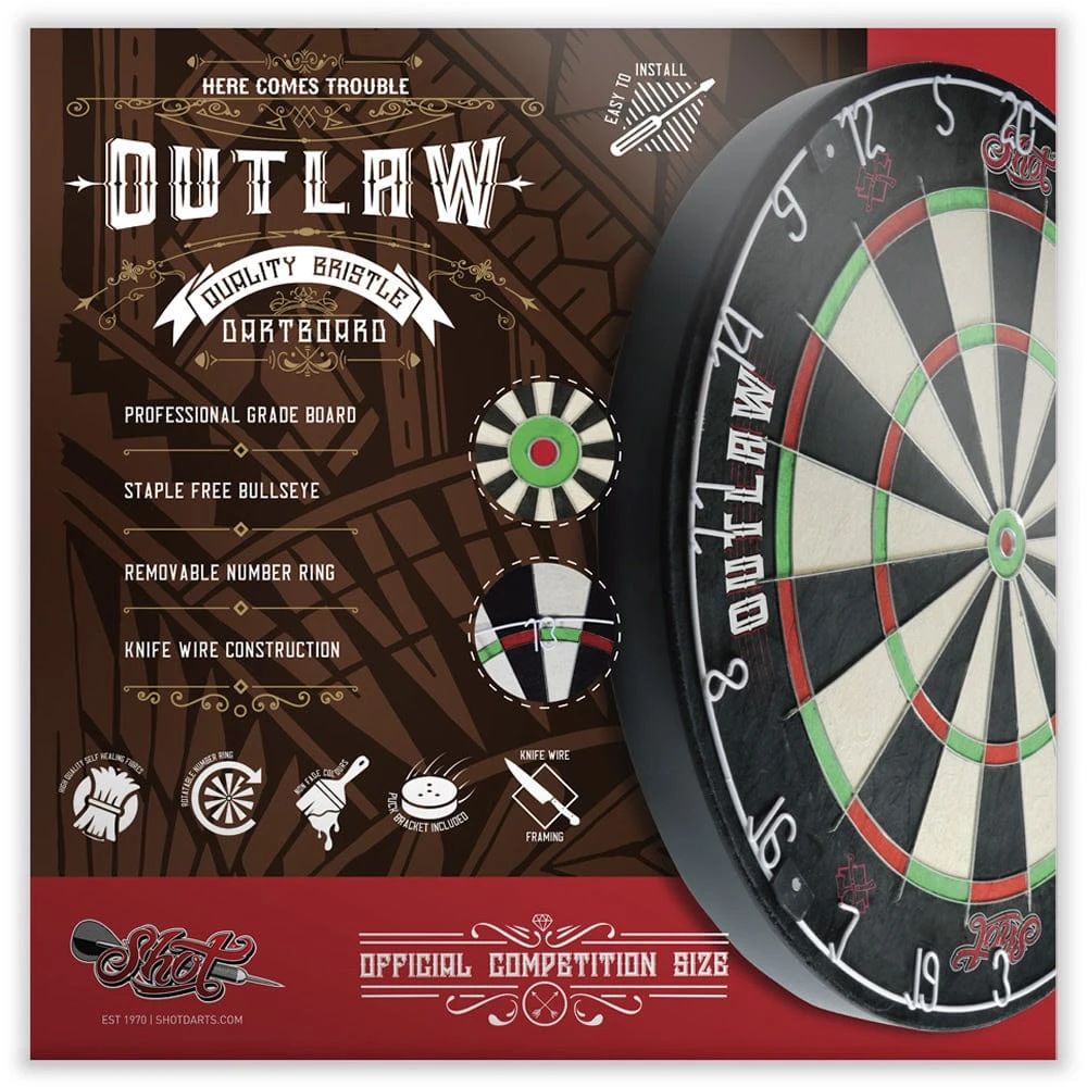 Shot Outlaw Dartboard - Quality Sisal - Tournament Size 3 Shot Outlaw Dartboard - Quality Sisal - Tournament Size - Image 3