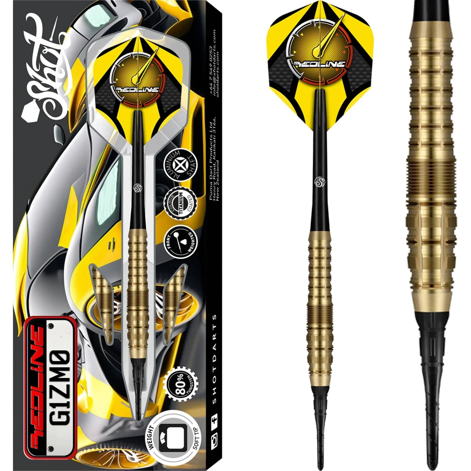 Shot Redline Darts - Soft Tip - 80% Tungsten - G1ZM0 - 20g 1 Shot Redline Darts - Soft Tip - 80% Tungsten - G1ZM0 - 20g