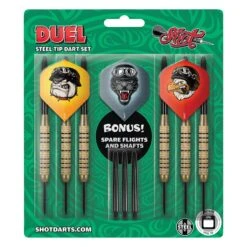 Shot Duel Brass Darts - Steel Tip - Twin Pack - 18g